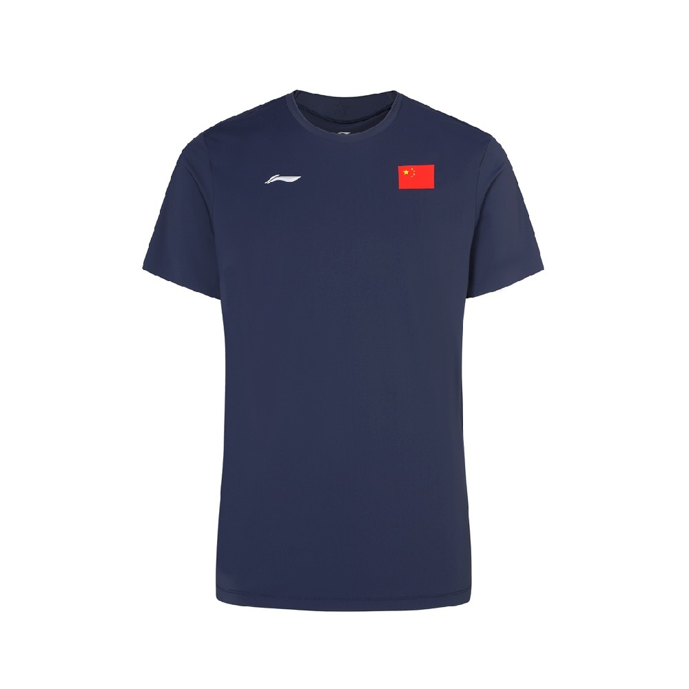 李宁国家队圆领T恤男女同款，深蓝，浅蓝，白色，红色，ATSS961-1-2-3-4