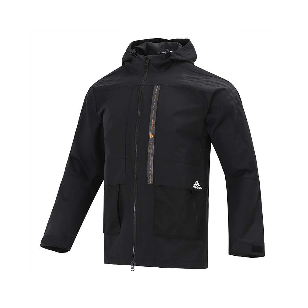 Adidas阿迪达斯男装新款防风运动夹克连帽加绒外套HE7401