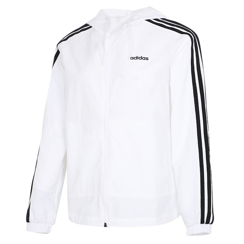 Adidas阿迪达斯白色夹克女装三条纹运动服薄款外套GP5581