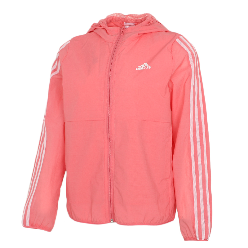 Adidas阿迪达斯夹克女连帽轻薄运动服粉色休闲外套GS0364