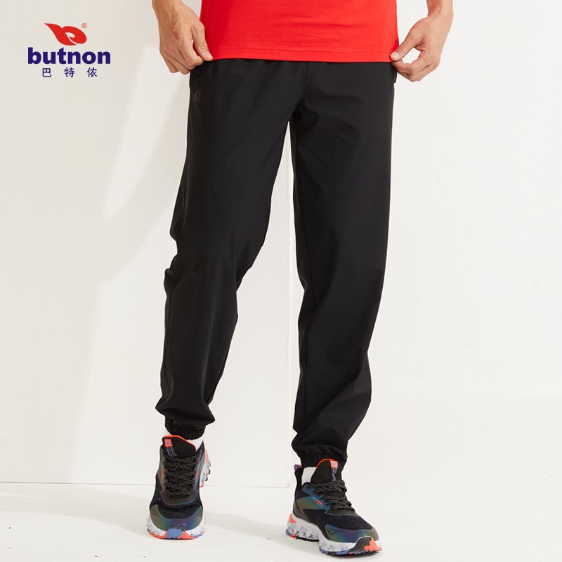 巴特侬 男士2022梭织新款休闲运动运动裤收口 M2247-黑色