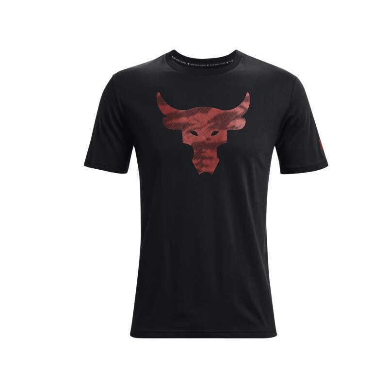 安德玛短袖t恤男23新款Rock强森牛头训练运动健身圆领半袖 1371214-001