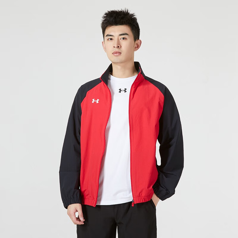 安德玛外套男运动服 时尚简约休闲服宽松训练跑步梭织夹克 22500402-600