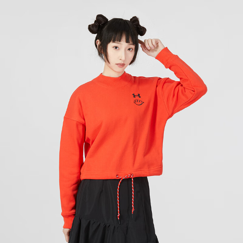 安德玛女装 兔年限定本命年红色卫衣时尚休闲套头衫女上衣 1374532-891