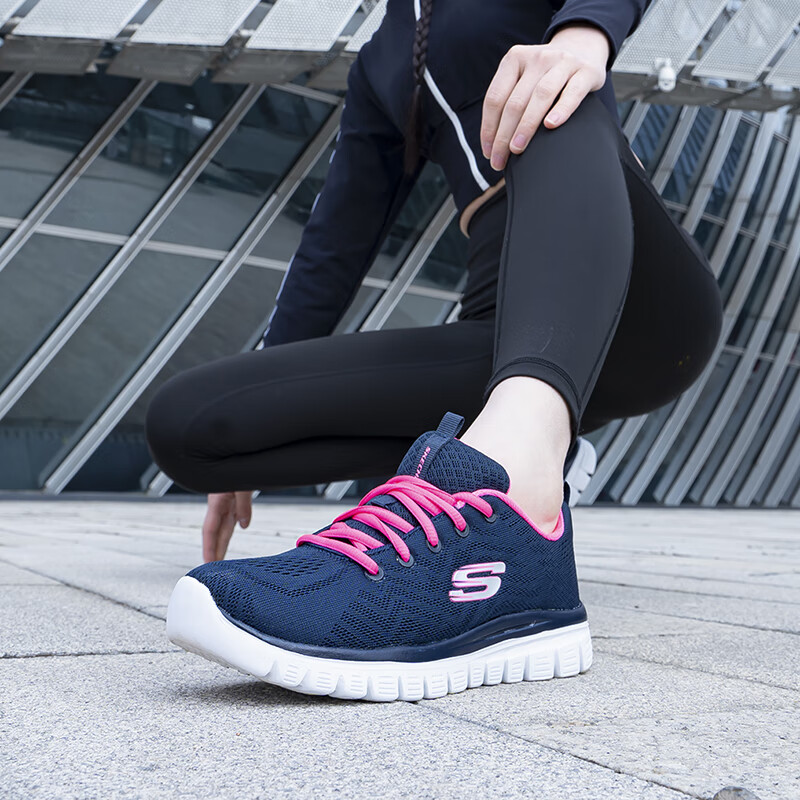 斯凯奇女鞋运动鞋休闲鞋时尚百搭健步鞋缓震耐磨跑步鞋 12615-NVHP