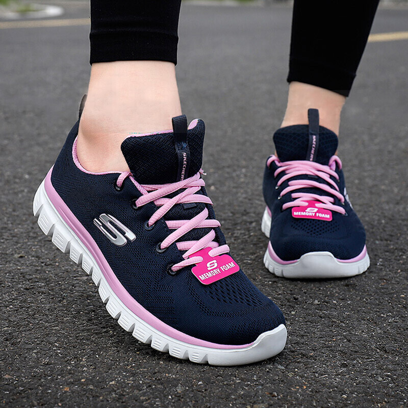 斯凯奇女鞋运动鞋休闲鞋时尚百搭健步鞋缓震耐磨跑步鞋 12615-NVPK