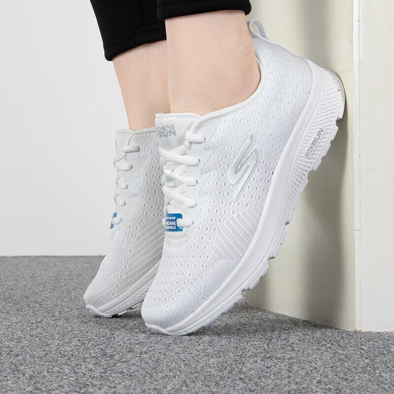 斯凯奇女鞋运动鞋缓震舒适透气轻质休闲鞋网面跑步鞋 128286-WHT