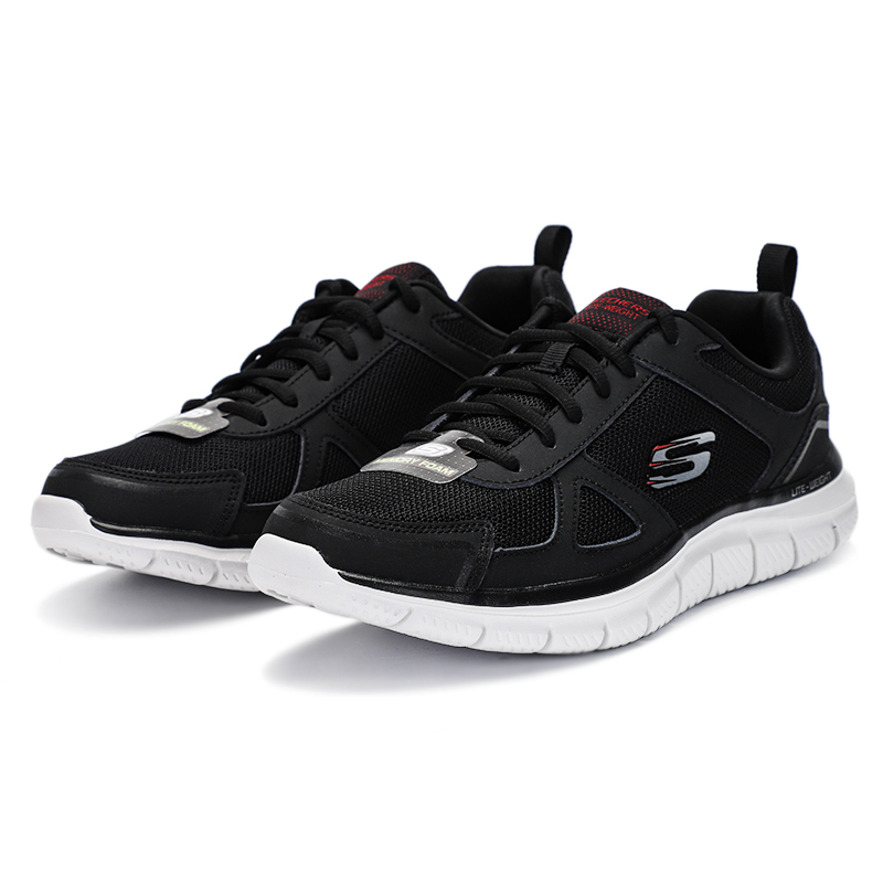 斯凯奇男鞋户外运动鞋低帮时尚休闲鞋时尚拼接健步鞋 52631-BKRD