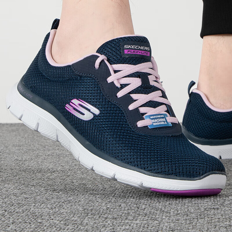 斯凯奇女鞋透气网面鞋减震跑步鞋轻便休闲鞋软底运动鞋子女 149303-NVLV