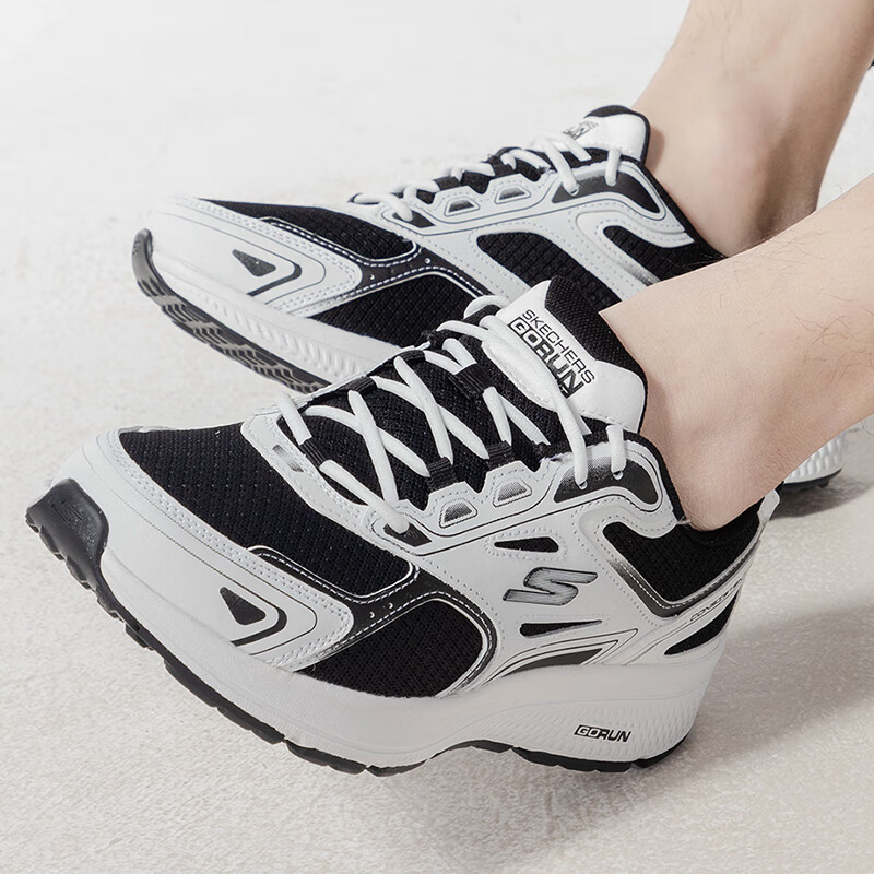 斯凯奇男鞋时尚绑带运动鞋户外耐磨轻便休闲跑步鞋 894054-BKW