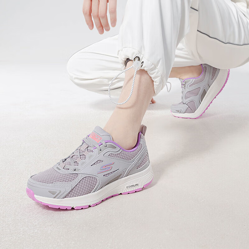 斯凯奇女鞋透气运动鞋轻便软底休闲鞋舒适鞋减震跑步鞋 128075-GYLV