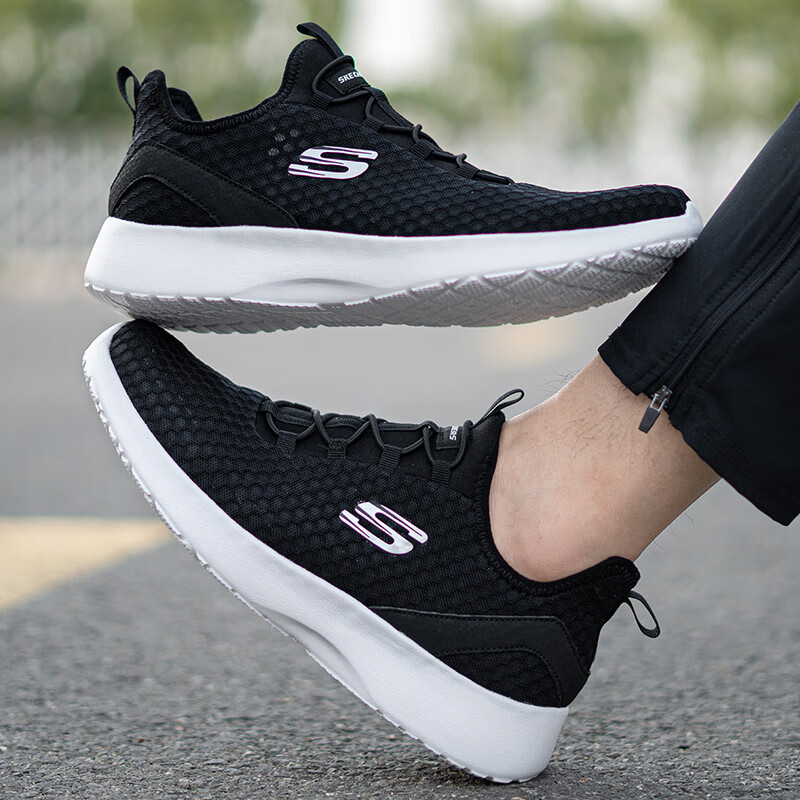 斯凯奇男鞋健步运动鞋轻便舒适一脚穿黑色懒人鞋 666047-BLK