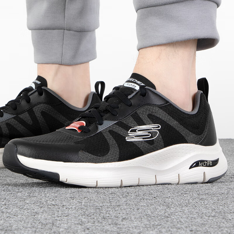 斯凯奇男鞋 运动鞋缓震透气轻质休闲跑步鞋 232600-BKW