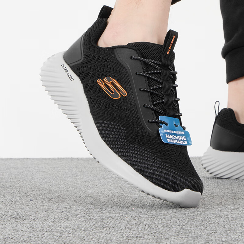 斯凯奇男鞋轻便网面透气软底黑武士跑步鞋运动鞋减震休闲鞋 232377-BLK