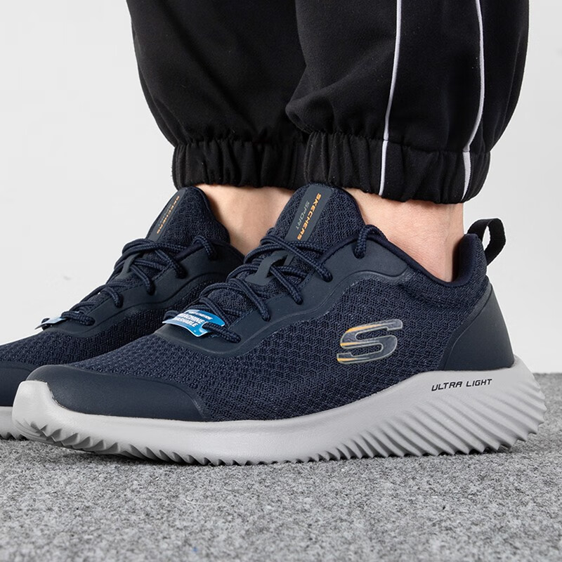 斯凯奇男鞋 潮流时尚运动鞋网面透气缓震轻质休闲跑步鞋 232005-NVY