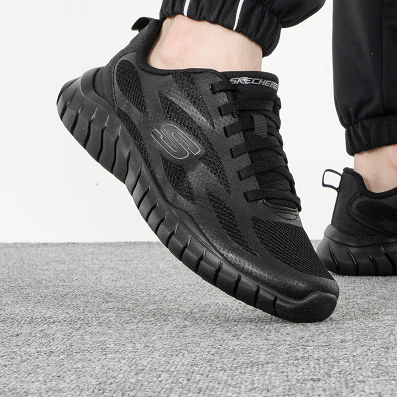 斯凯奇男鞋 网面透气运动鞋减震跑步鞋软底休闲鞋子男 232014-BBK