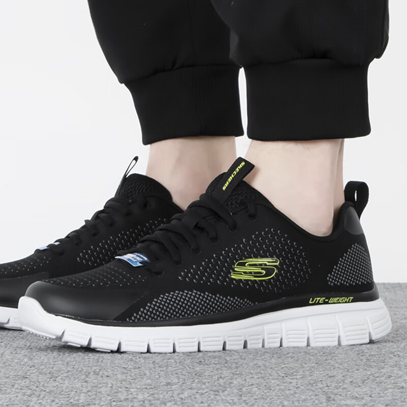 斯凯奇男鞋轻便网面透气软底跑步鞋运动鞋减震时尚休闲鞋 8790084-BKLM