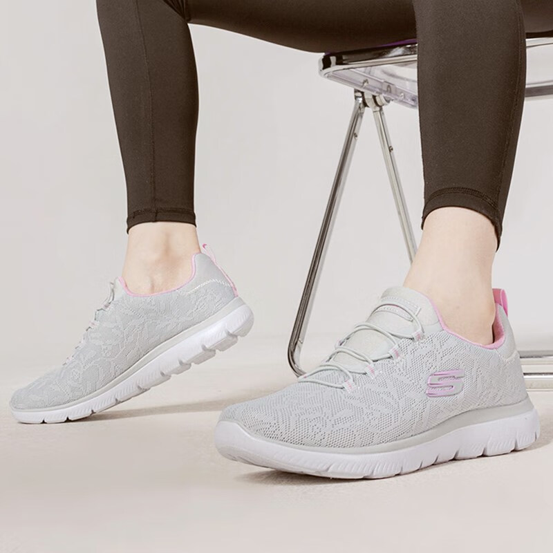 斯凯奇女鞋网面透气软底运动鞋轻便休闲鞋减震跑步鞋 149936-LGLV