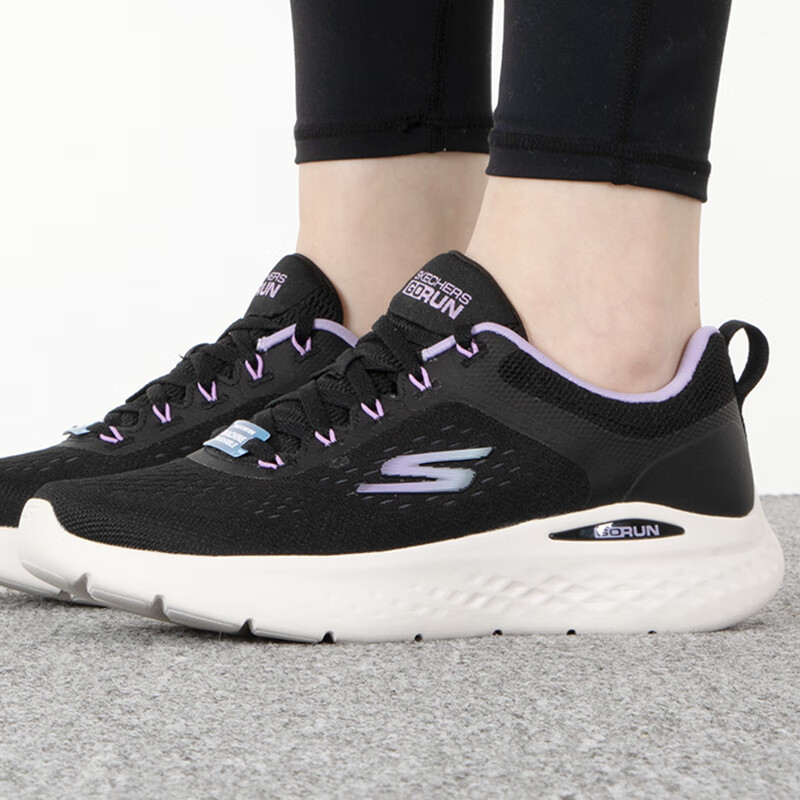 斯凯奇女鞋 跑步健身训练运动鞋户外时尚透气低帮休闲鞋 129423-BKPR