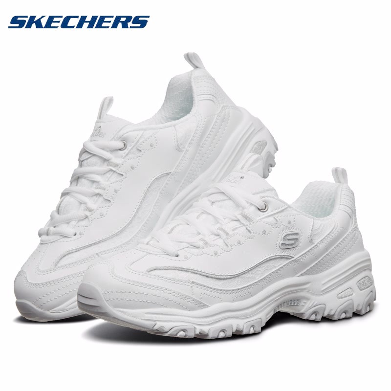 斯凯奇女鞋蕾丝熊猫鞋透气休闲鞋增高老爹鞋运动鞋小白鞋女 11959-WHT