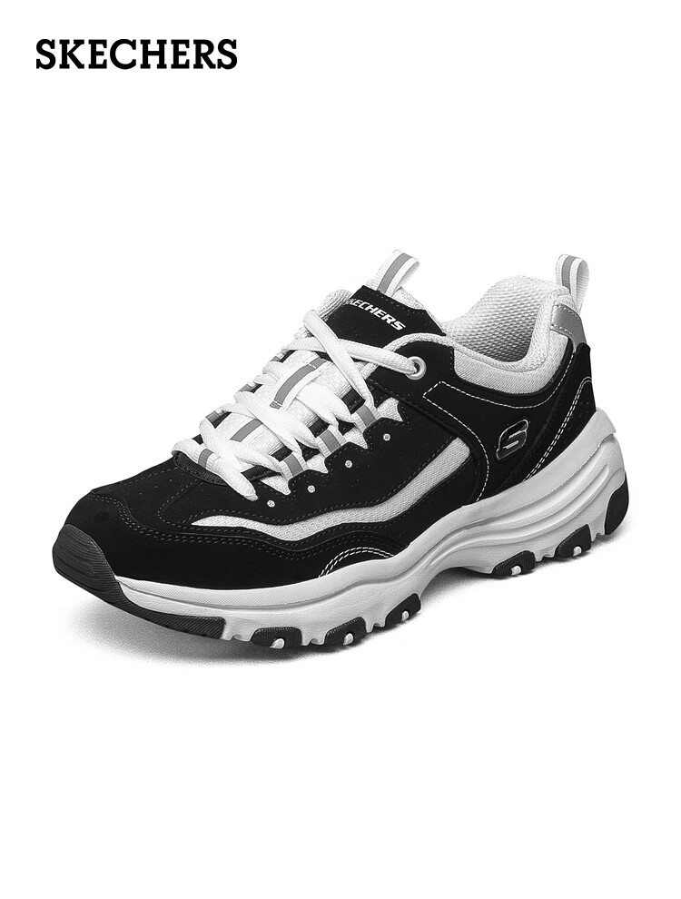 斯凯奇女经典熊猫鞋轻便百搭运动鞋厚底老爹鞋休闲鞋子88888250-BKW