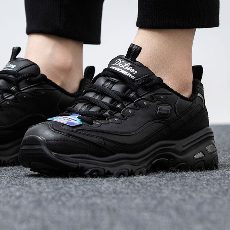 斯凯奇女经典熊猫鞋低帮舒适运动鞋轻便厚底增高老爹鞋休 11931-BBK