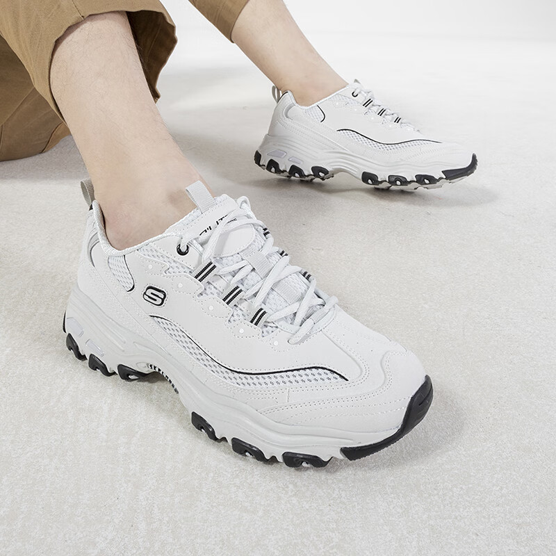 斯凯奇男鞋 运动鞋熊猫鞋老爹鞋厚底低帮轻便透气休闲鞋 894193-LTGY