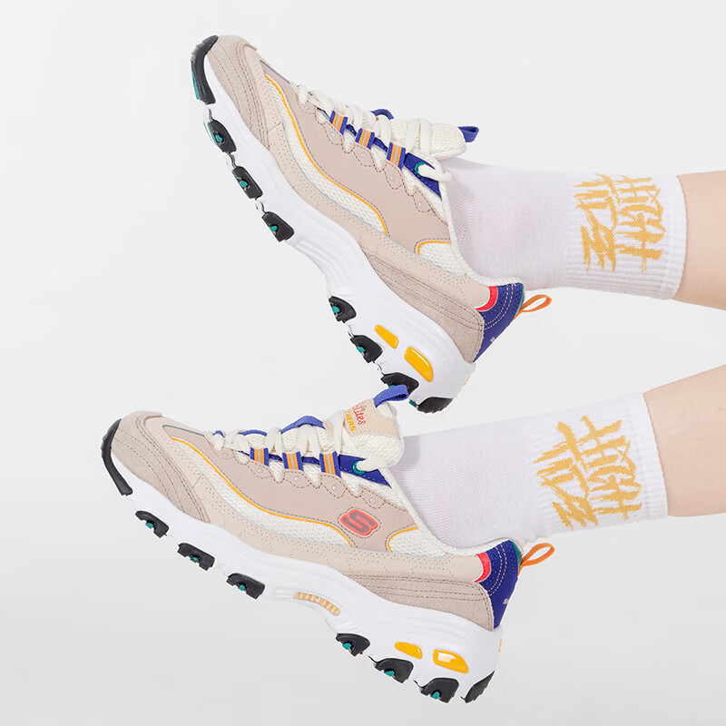 斯凯奇女鞋跑步鞋熊猫鞋厚底增高老爹鞋透气休闲鞋运动鞋 11947-NTMT