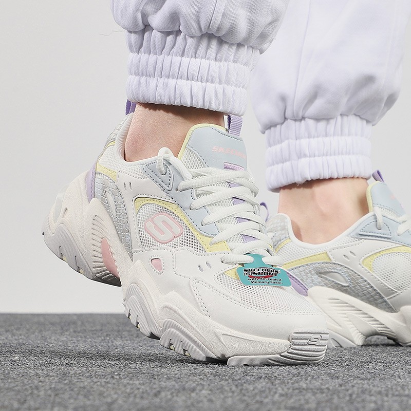 斯凯奇女鞋轻便网面透气休闲鞋厚底增高老爹鞋女百搭运动鞋 896004-WMLT