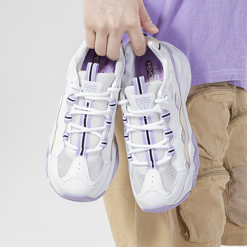 斯凯奇女鞋运动鞋舒适时尚潮流休闲鞋复古厚底熊猫鞋 896008-WLV