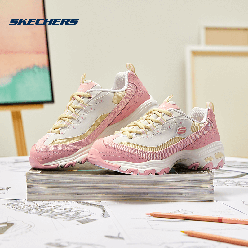 斯凯奇奶茶熊女鞋老爹鞋复古运动鞋休闲鞋 149906-PKYL