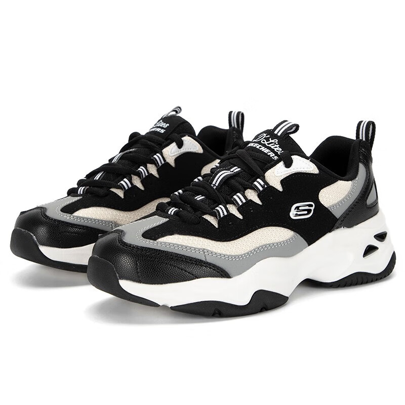 斯凯奇女鞋老爹鞋女厚底熊猫鞋轻便减震休闲运动鞋女 896144-BKW