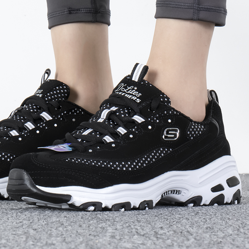 斯凯奇女鞋运动鞋时尚潮流休闲鞋复古厚底熊猫鞋 13142-BKW