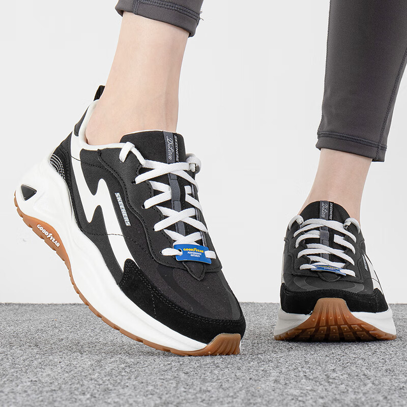 斯凯奇女鞋运动鞋舒适时尚潮流休闲鞋复古厚底熊猫鞋 149389-BKW