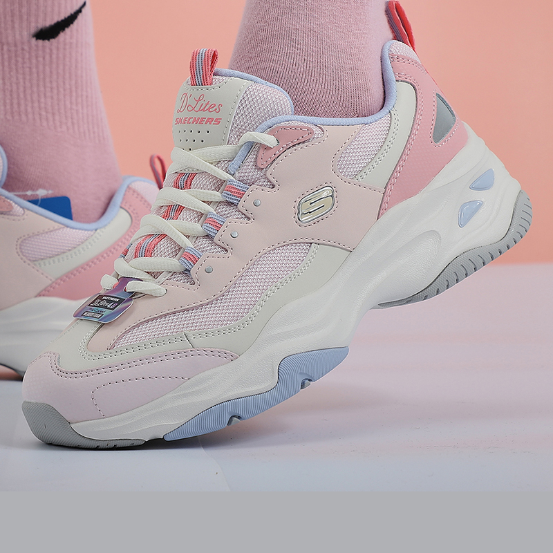 斯凯奇女鞋 运动鞋复古熊猫鞋厚底增高时尚耐磨舒适轻便透气休闲鞋 149492-MVPR