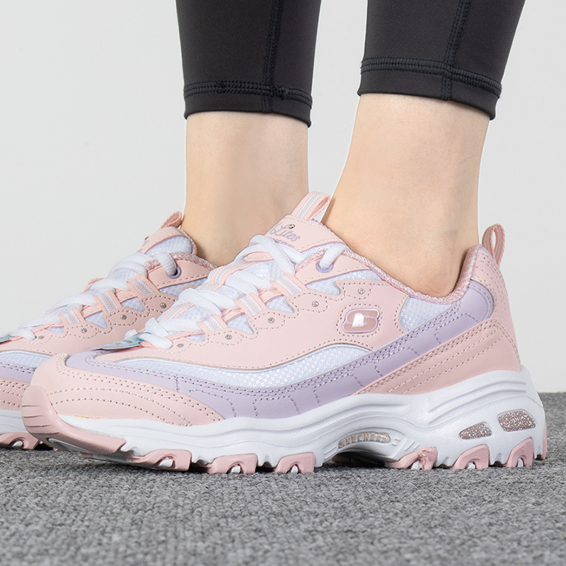 斯凯奇女鞋熊猫鞋运动鞋户外时尚休闲鞋复古厚底增高老爹鞋子 13143-WPK