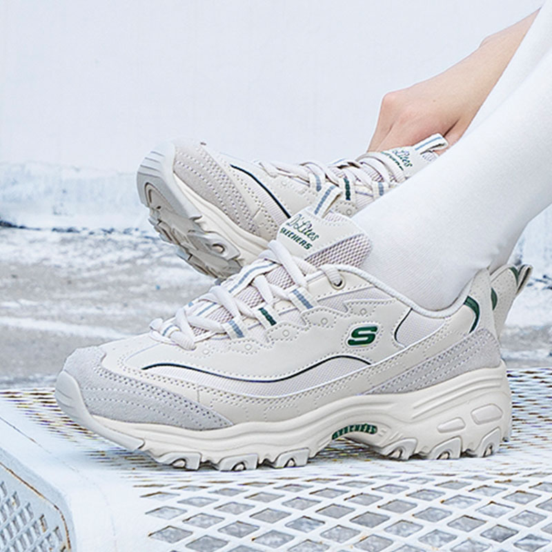 斯凯奇女鞋复古厚底熊猫鞋运动鞋耐磨缓震透气休闲鞋 896145-NTGR