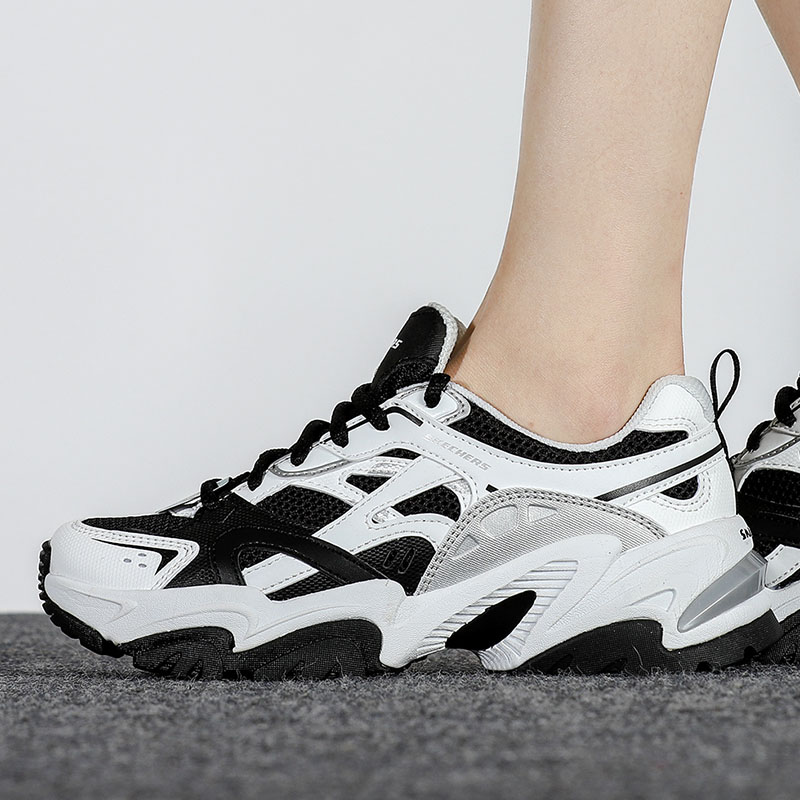 斯凯奇女鞋户外机能风复古老爹鞋运动鞋低帮耐磨透气休闲鞋 149514-WBK