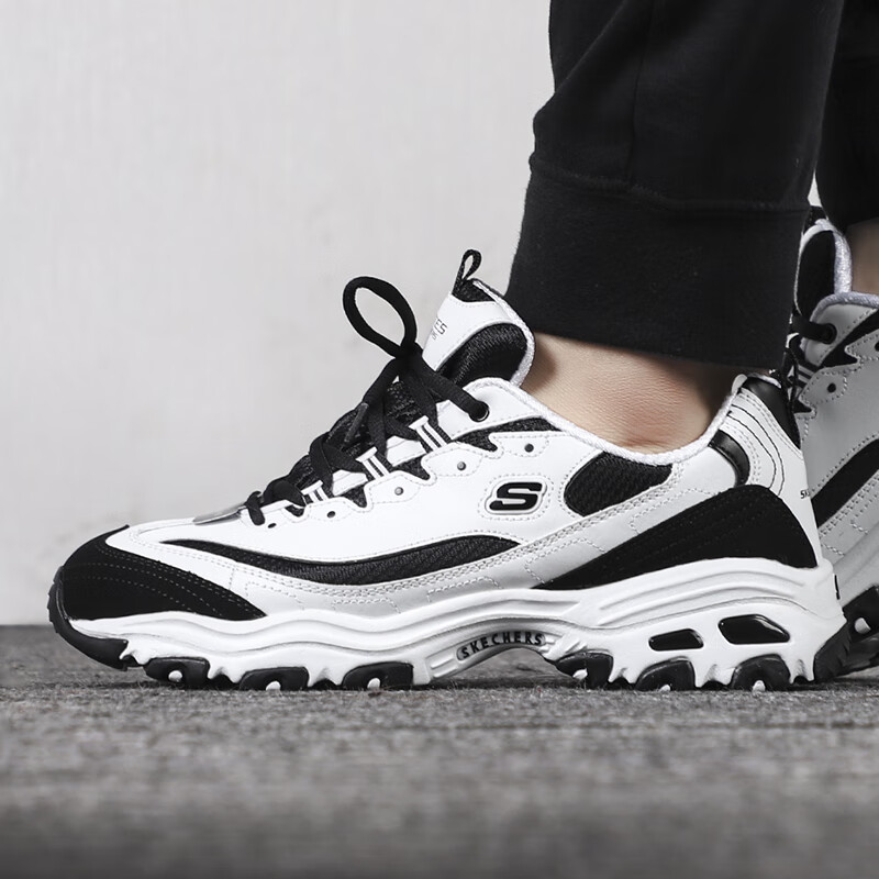 斯凯奇男鞋熊猫鞋 厚底增高透气回弹耐磨运动鞋休闲鞋 52675-WBK