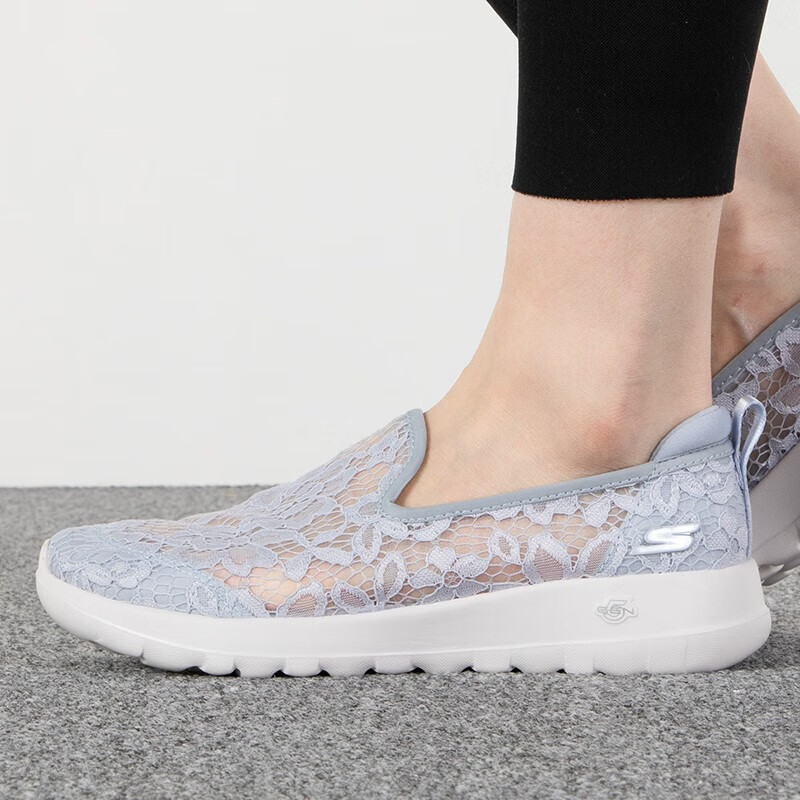 斯凯奇女鞋懒人运动鞋时尚潮流休闲蕾丝健步鞋休闲鞋 896020-LTGY