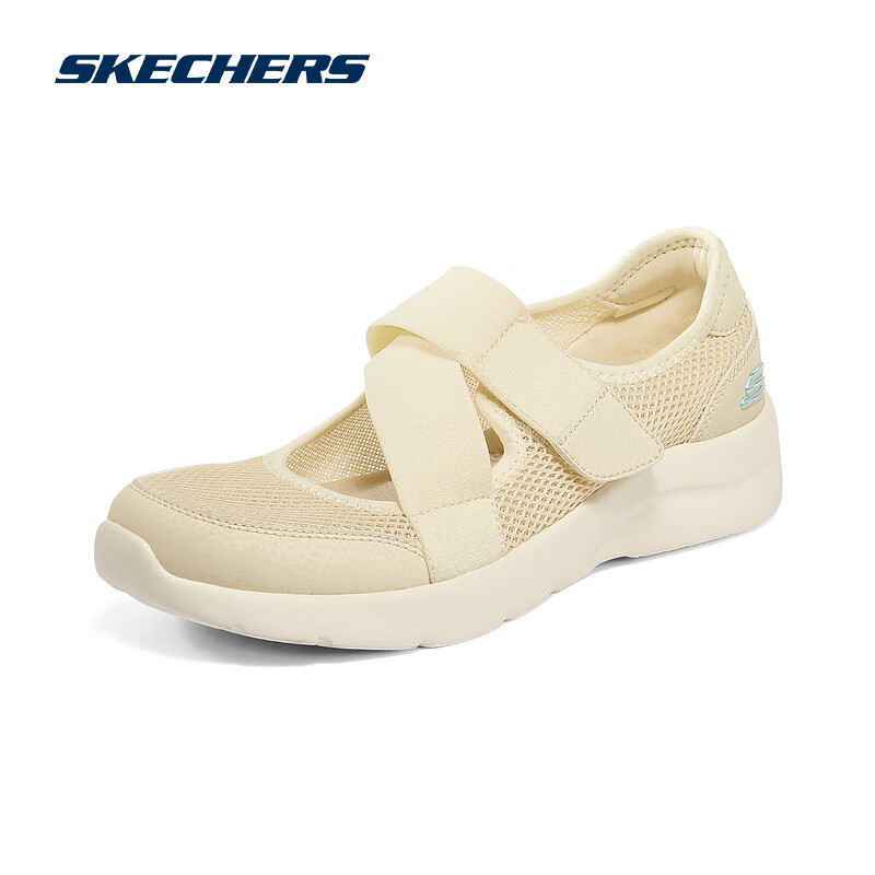 斯凯奇女鞋夏季休闲鞋魔术贴运动鞋平底玛丽珍鞋 896026-NAT