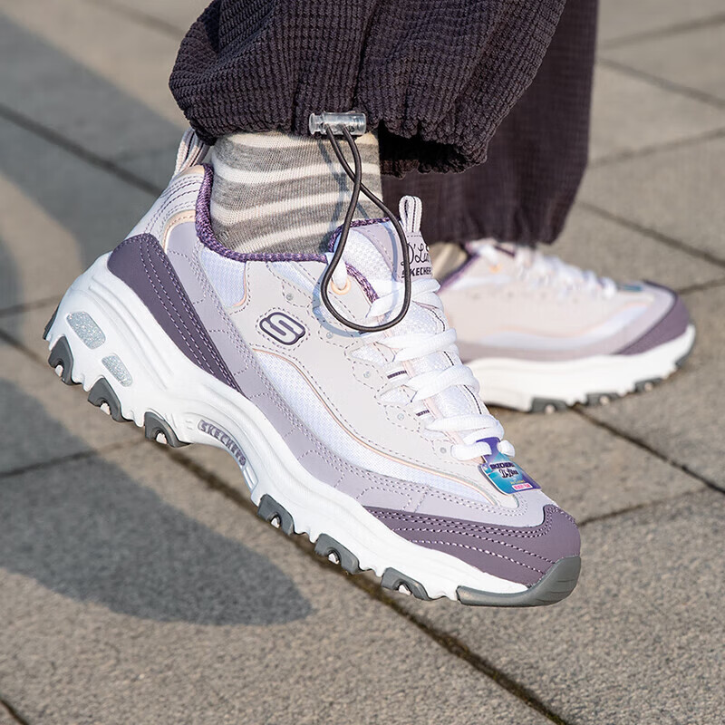 斯凯奇老爹鞋女鞋春夏复古熊猫鞋厚底增高休闲运动鞋 13143-LAV