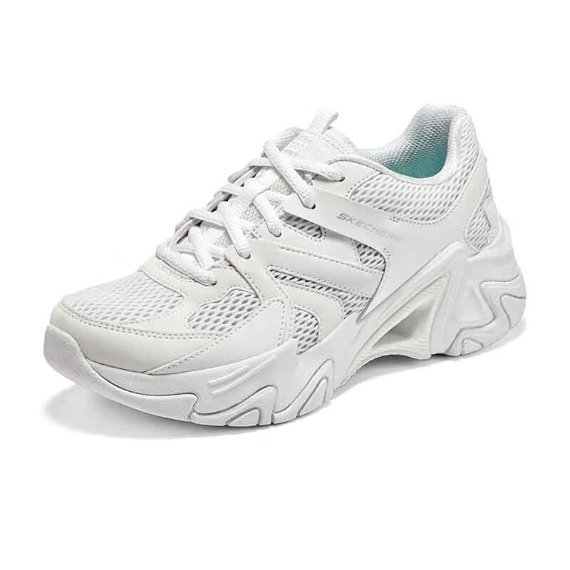斯凯奇女鞋早春厚底老爹鞋复古缓震运动鞋机甲鞋896207-WHT