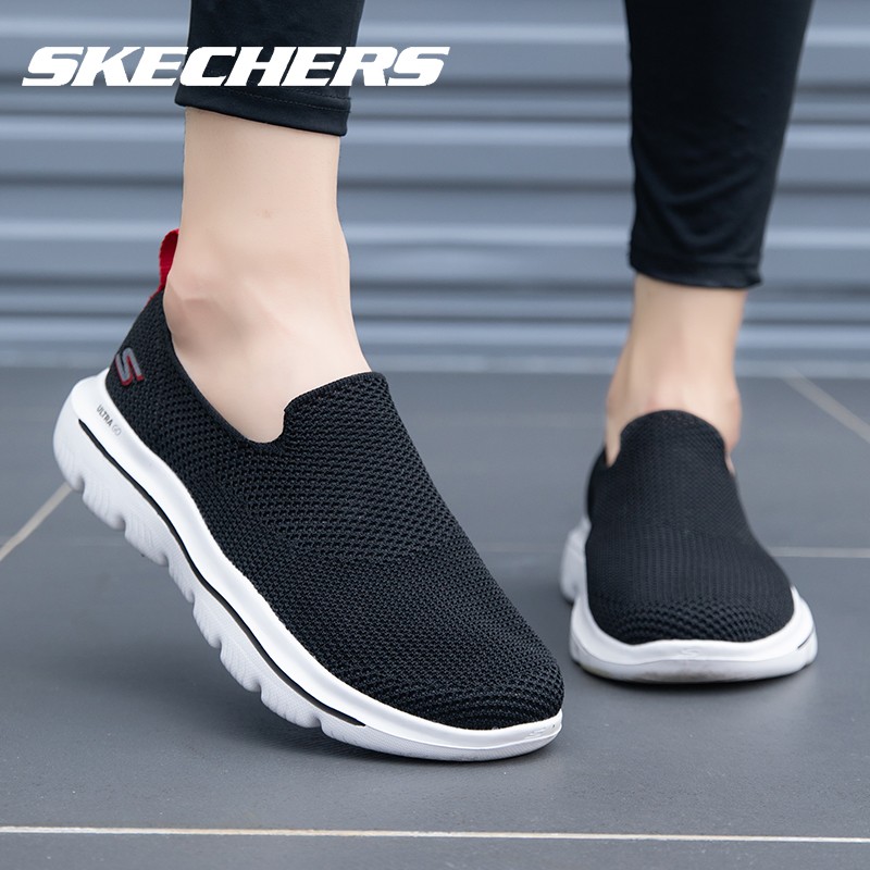 斯凯奇夏季男子一脚蹬懒人鞋健步鞋轻便透气休闲运动鞋 54732-BKRD