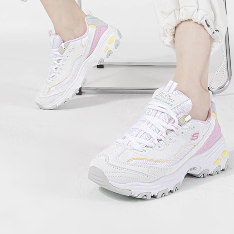 斯凯奇女鞋运动鞋时尚撞色熊猫鞋潮流轻便透气耐磨休闲鞋 896083-WMLT