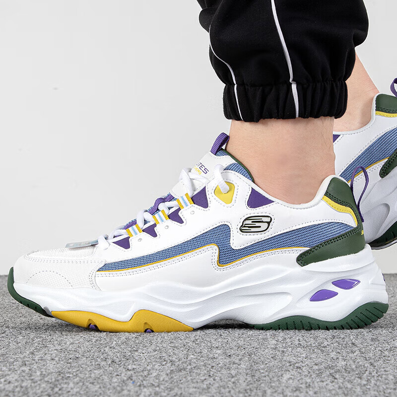 斯凯奇运动鞋男鞋低帮慢跑鞋潮流复古透气熊猫鞋休闲鞋老 237224-WLBL