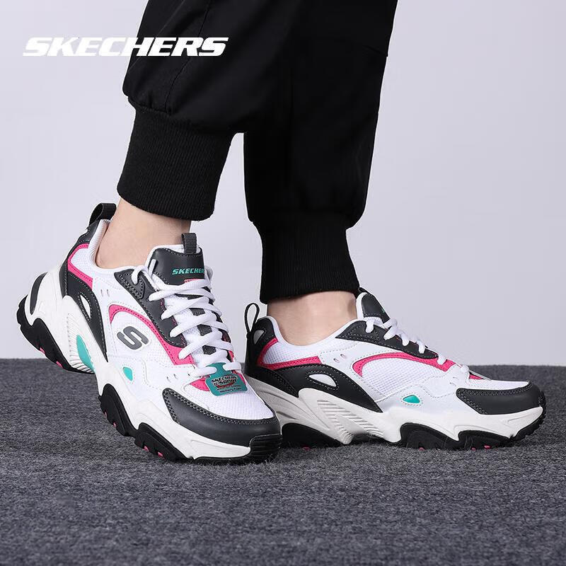 斯凯奇女鞋机甲鞋轻便减震休闲鞋厚底增高老爹鞋女运动鞋 149510-WGPK