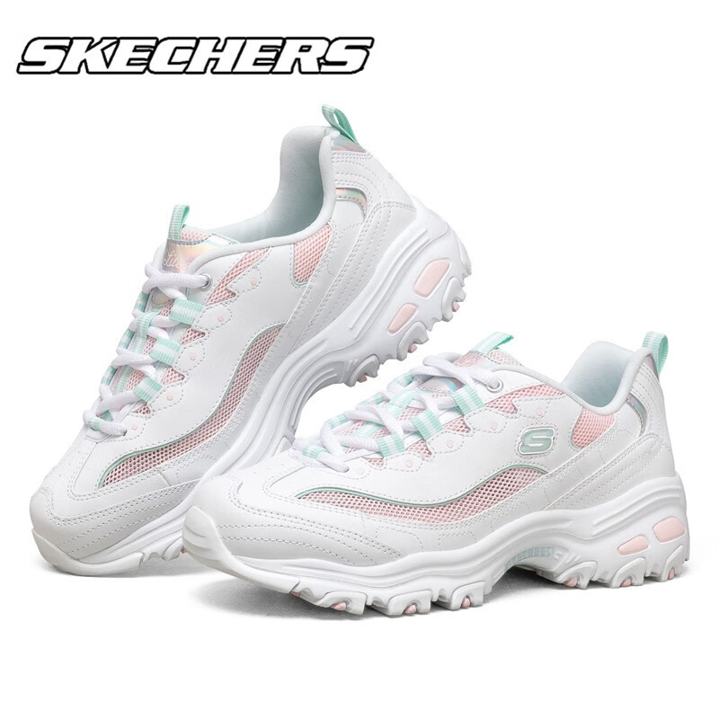 斯凯奇运动鞋女鞋复古厚底老爹鞋熊猫鞋 66666295-WAQ