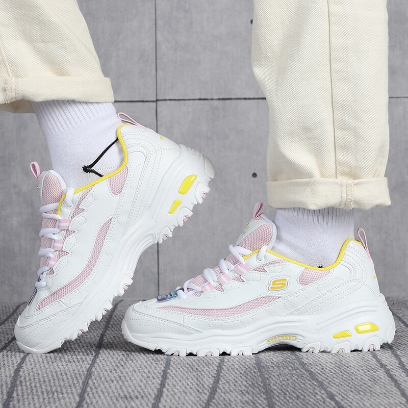 斯凯奇女鞋运动鞋潮流老爹鞋缓震低帮跑步鞋休闲熊猫鞋 66666214-WLPK