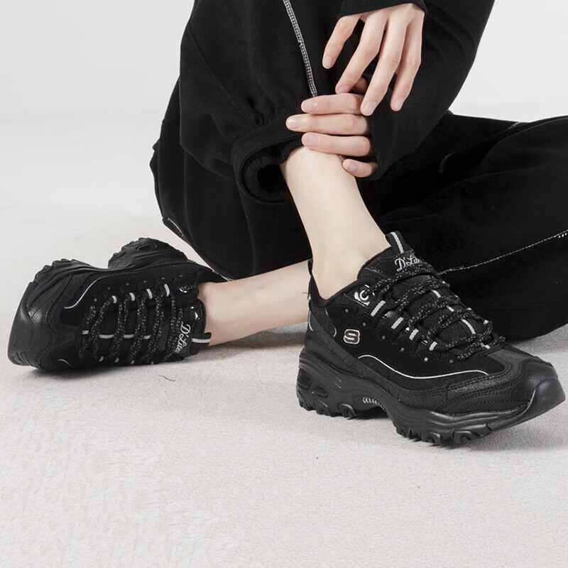 斯凯奇女鞋运动鞋复古时尚潮流舒适透气轻便板鞋休闲鞋 66666078-BBK